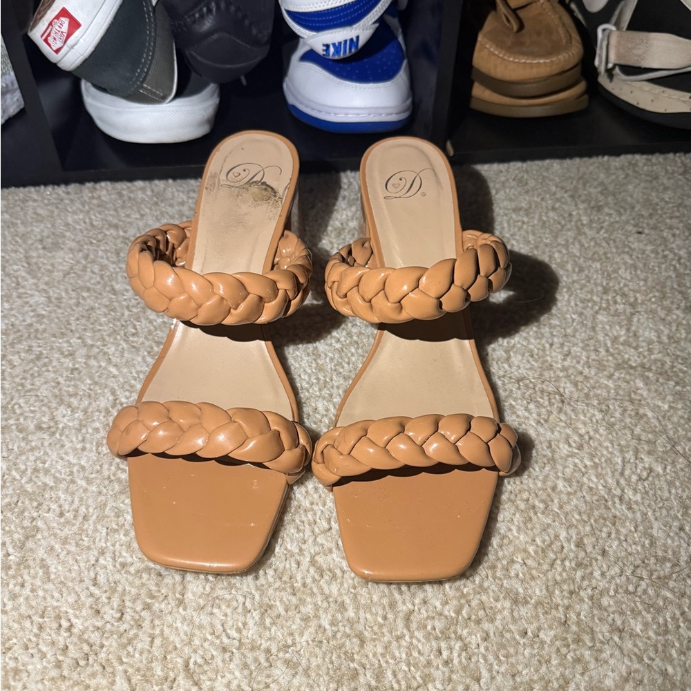 Delicious Tan Braided Sandals Slip-On Style